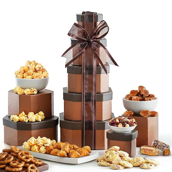 Broadway Basketeers Snack Food Gift Basket Tower & Care Package 5 Boxes