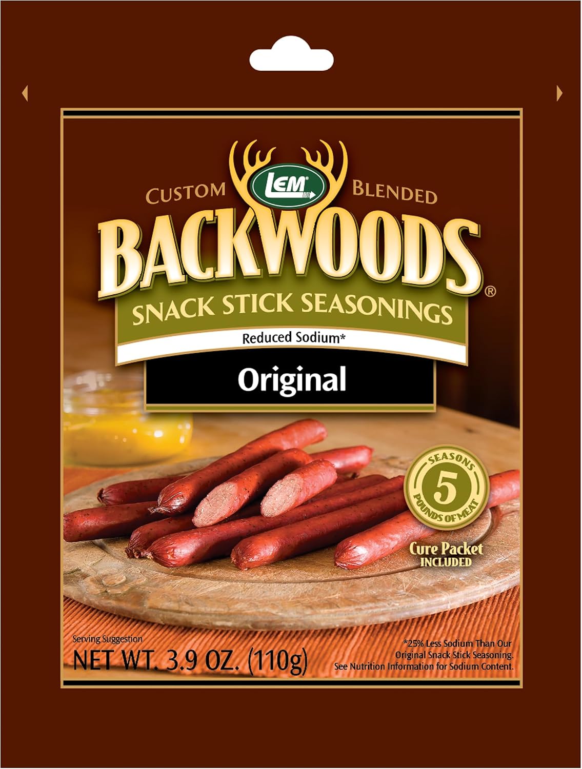 LEM Products Backwoods Reduced Sodium Snack Stick Seasoning, 3.9 oz Packet